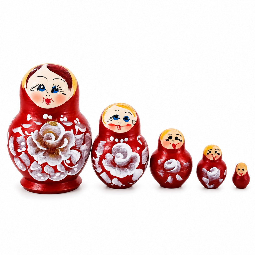 Velvet Color with White Flowers Wooden Nesting Dolls Nesting Dolls > Flowers La Vie Bien Velvet Color with White Flowers Wooden Nesting Dolls