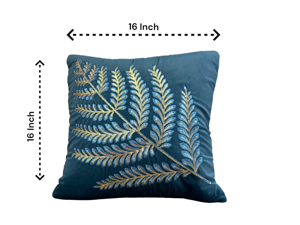 Velvet Cushion or Pillow Cover with Australian Leaf Design, Set of 2 Cushion Cover La Vie Bien Velvet Cushion or Pillow Cover with Australian Leaf Design, Set of 2