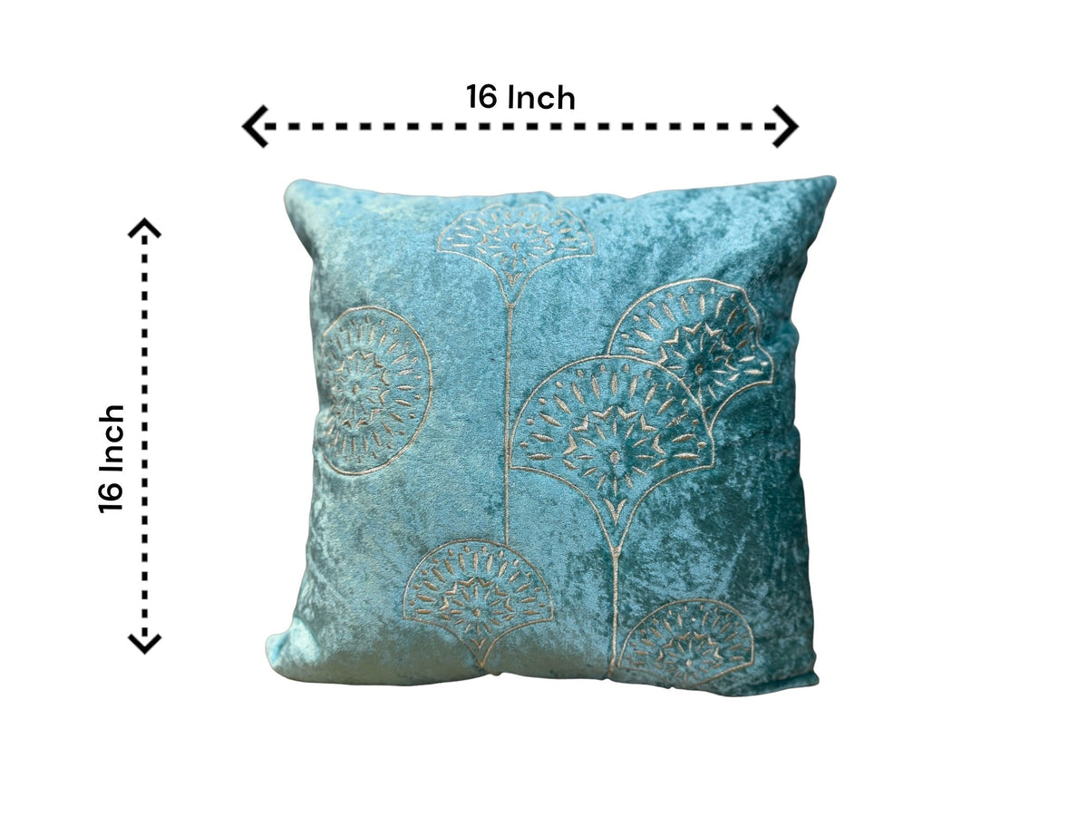 Velvet Cushion or Pillow Cover with Golden Embroidery Set of 2 Cushion Cover La Vie Bien Velvet Cushion or Pillow Cover with Golden Embroidery Set of 2