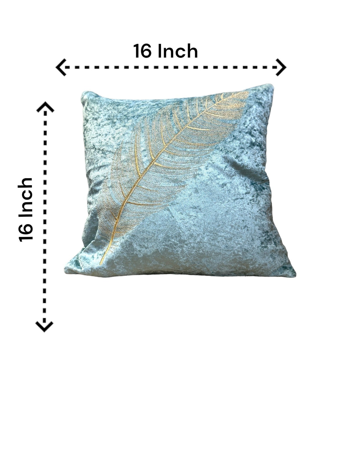 Velvet Cushion or Pillow Cover with Golden Feather Embroidery, Set of 2 Cushion Cover La Vie Bien Velvet Cushion or Pillow Cover with Golden Feather Embroidery, Set of 2
