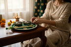 Velvet Embroidered Thali or Platter or Tray Mandir items La Vie Bien Velvet Embroidered Thali or Platter or Tray