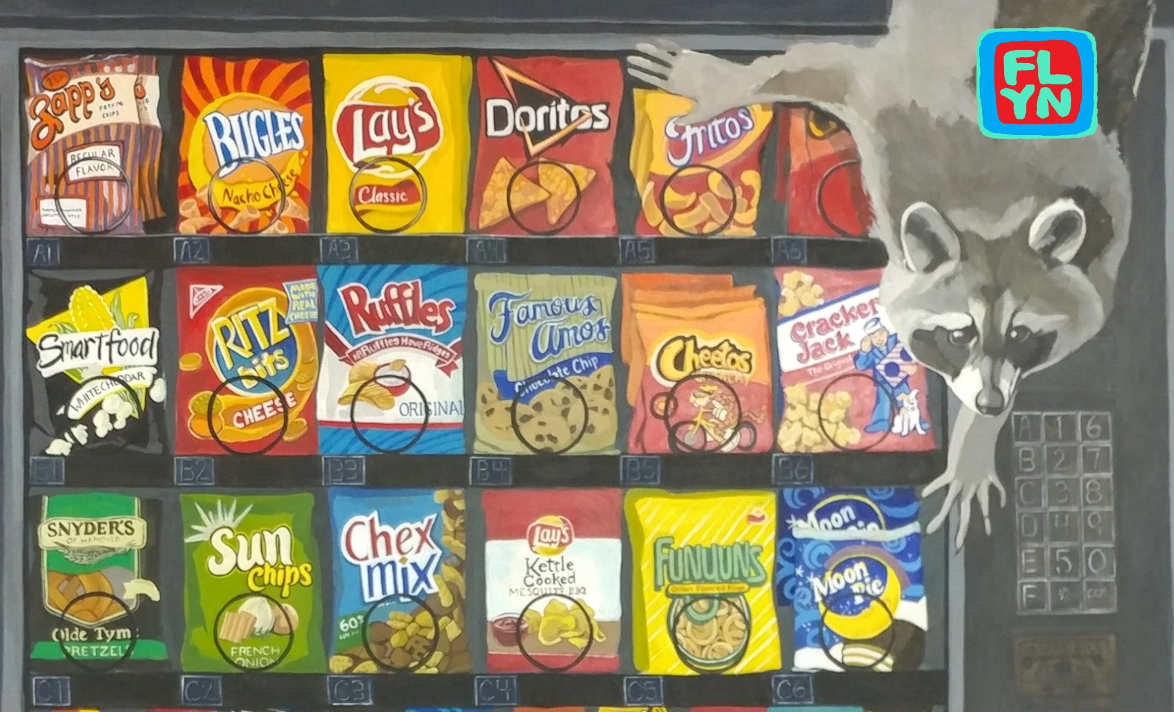 Vending Machine Raccoon Sticker by FLYNhats