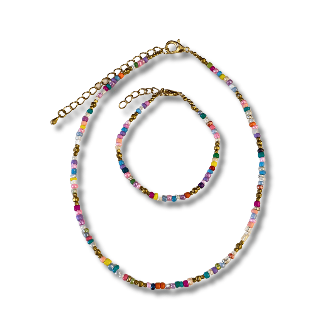 Veranda Beaded Choker and Bracelet Set - Thailand Necklace La Vie Bien Veranda Beaded Choker and Bracelet Set - Thailand