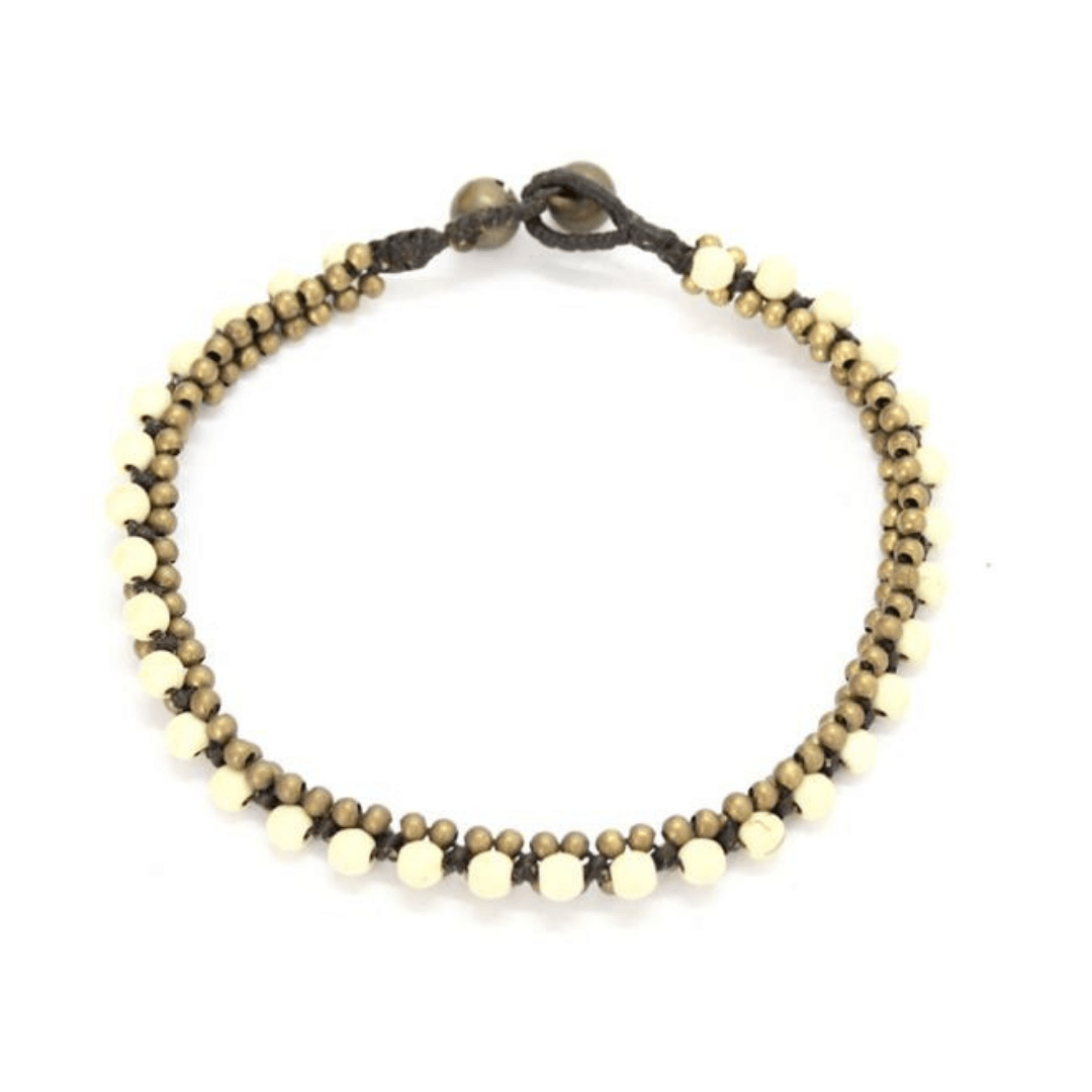 Verano Brass Bead Adjustable Anklet - Thailand Anklets La Vie Bien Verano Brass Bead Adjustable Anklet - Thailand