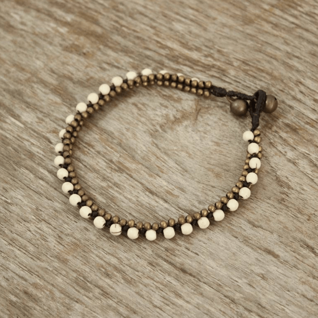 Verano Brass Bead Adjustable Anklet - Thailand Anklets La Vie Bien Verano Brass Bead Adjustable Anklet - Thailand