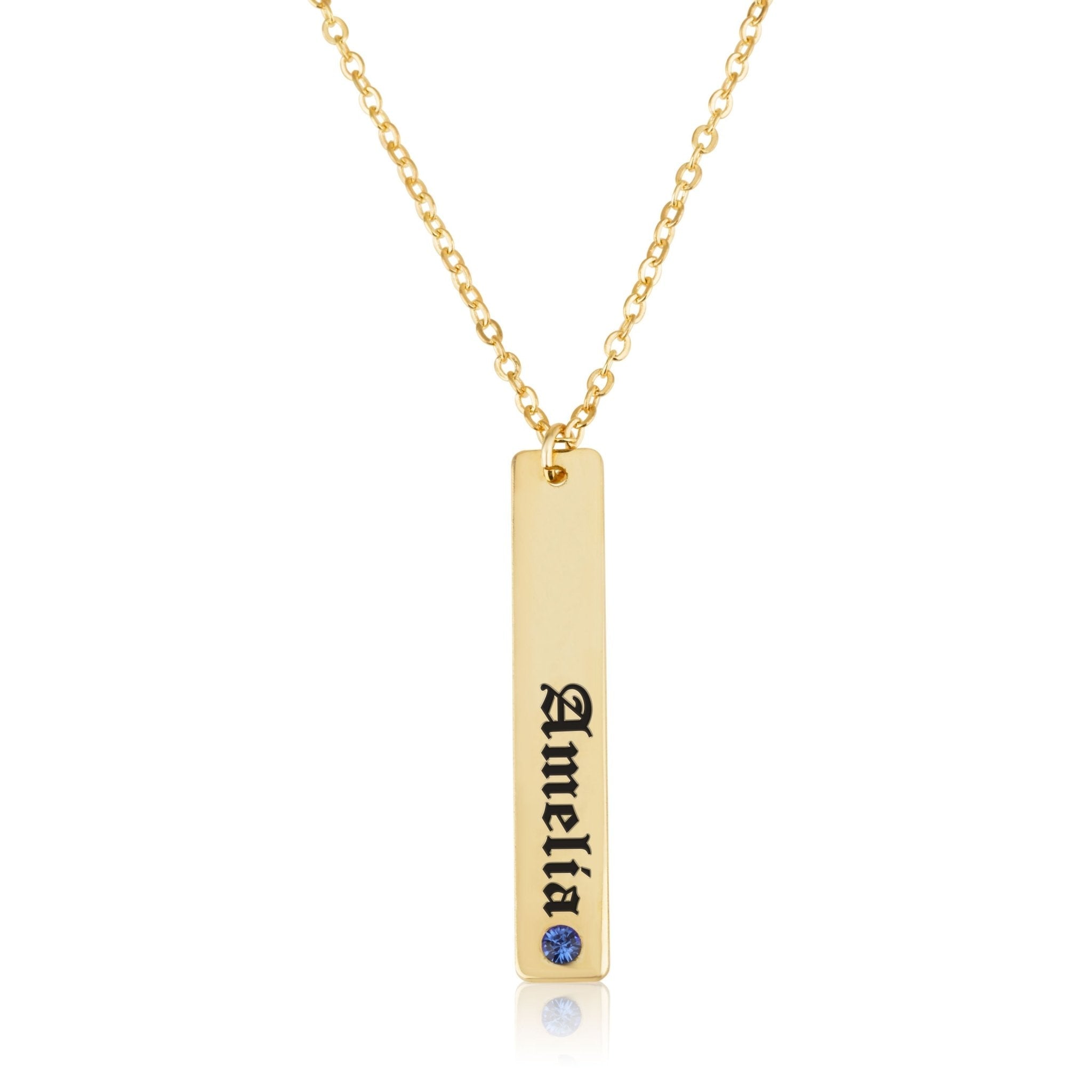 Vertical Bar Name Necklace With Birthstone La Vie Bien Vertical Bar Name Necklace With Birthstone