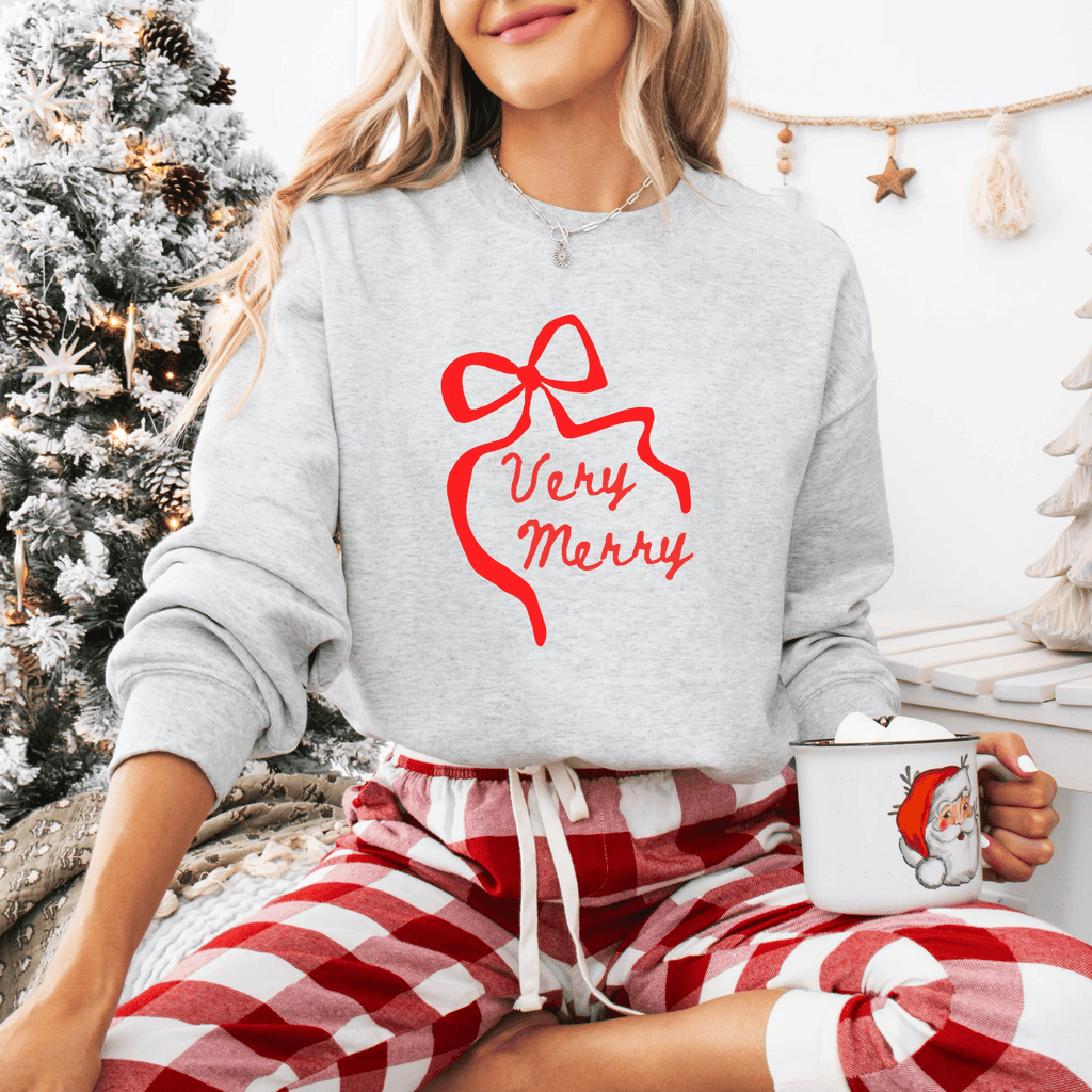 Very Merry adult crewneck sweatshirt, Christmas collection by Benny and Ray Apparel