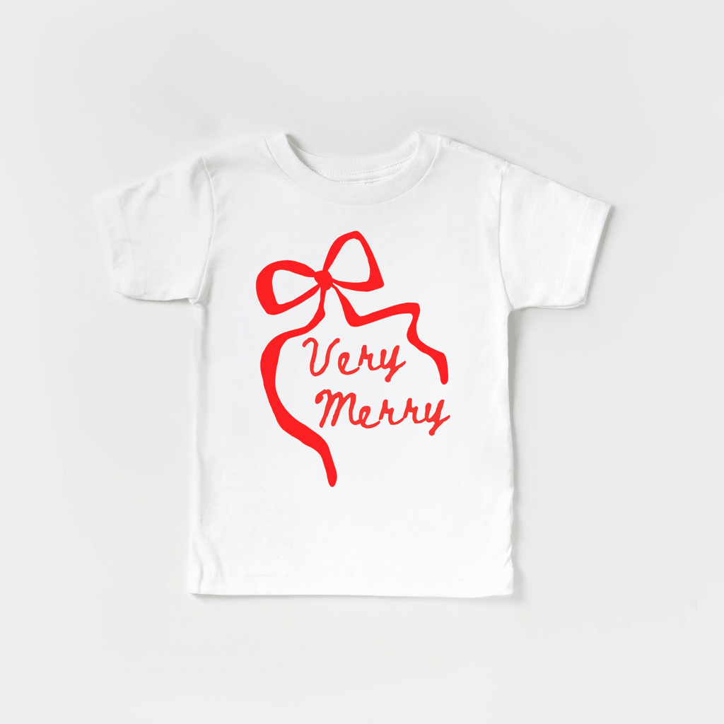 Very Merry toddler and youth bow tee shirt, Christmas collection by Benny and Ray Apparel