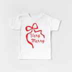 Very Merry toddler and youth bow tee shirt, Christmas collection by Benny and Ray Apparel