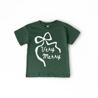 Very Merry toddler and youth bow tee shirt, Christmas collection by Benny and Ray Apparel