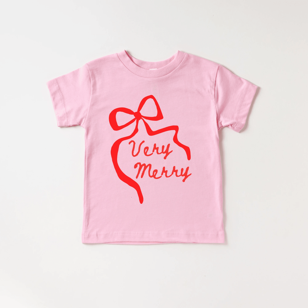 Very Merry toddler and youth bow tee shirt, Christmas collection by Benny and Ray Apparel