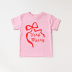 Very Merry toddler and youth bow tee shirt, Christmas collection by Benny and Ray Apparel