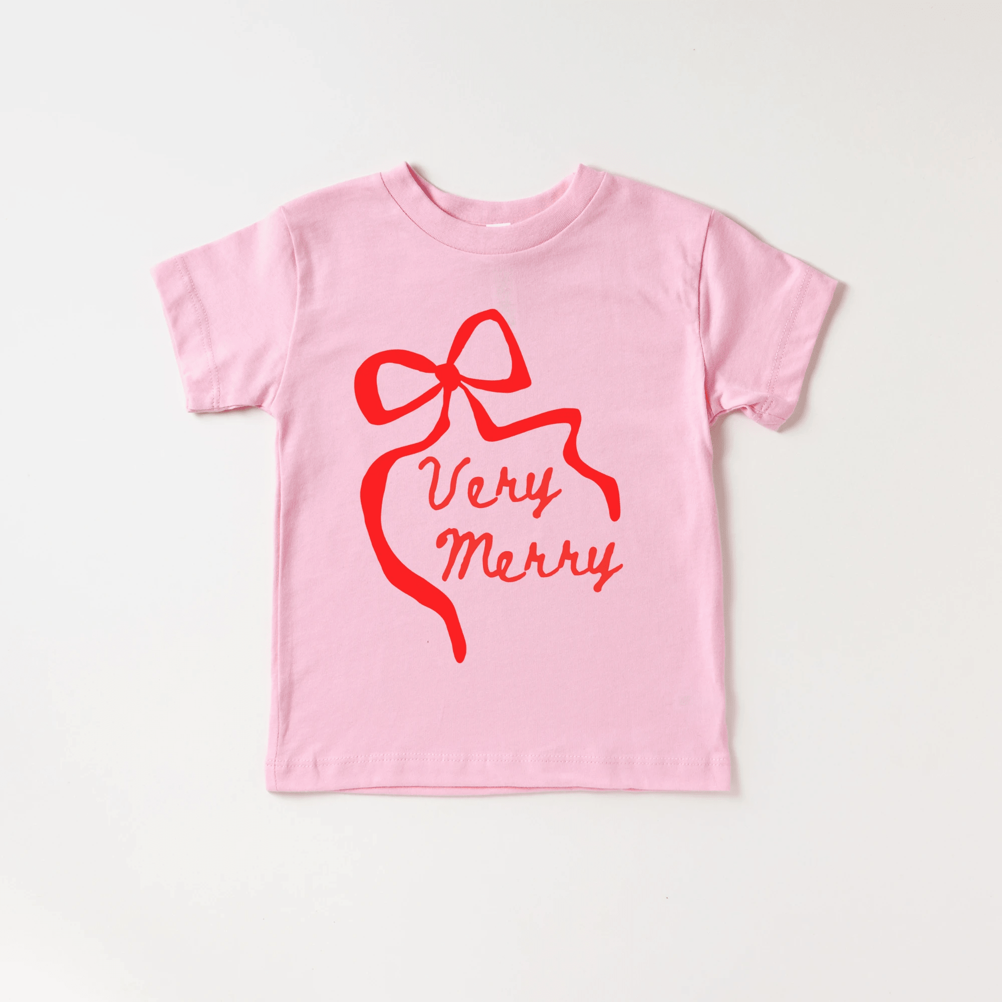 Very Merry toddler and youth bow tee shirt, Christmas collection by Benny and Ray Apparel