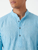 2084 - Light blue Kurta with white pajama
