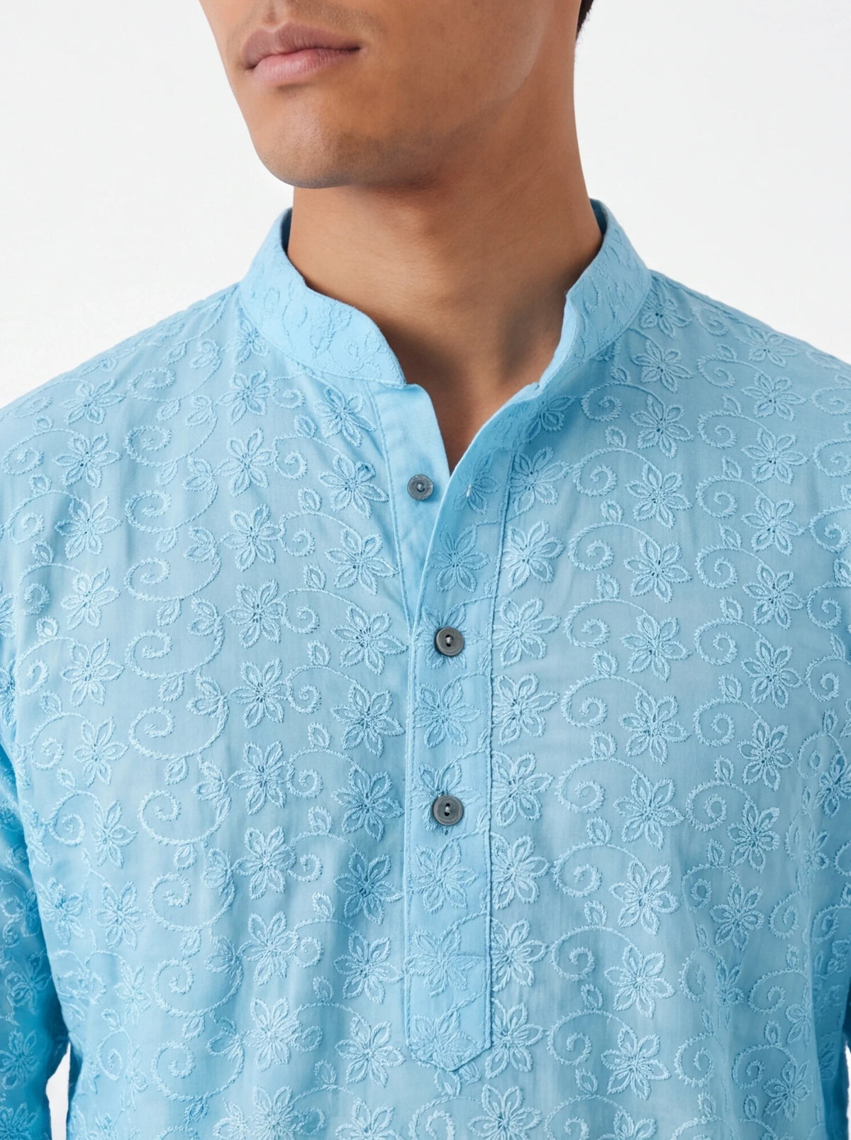 2084 - Light blue Kurta with white pajama