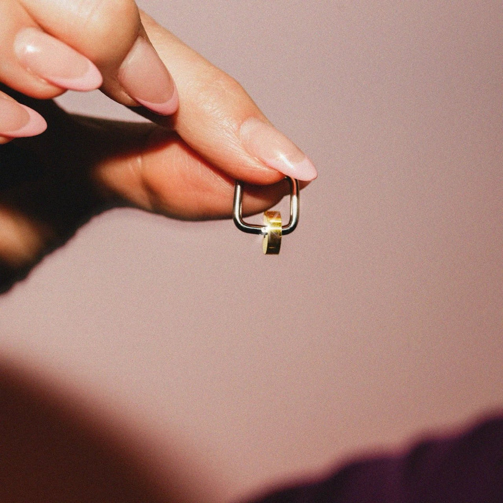 Disc Rounded Huggie Hoop Charms by Oh Clementine