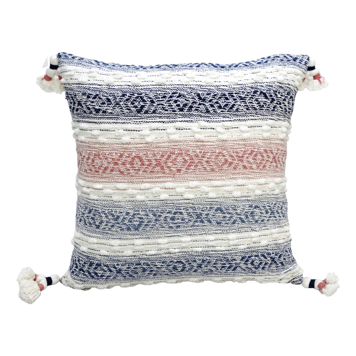 Throw Pillow for sofa with Tassels 22" X 22" Multicolor Insert Included