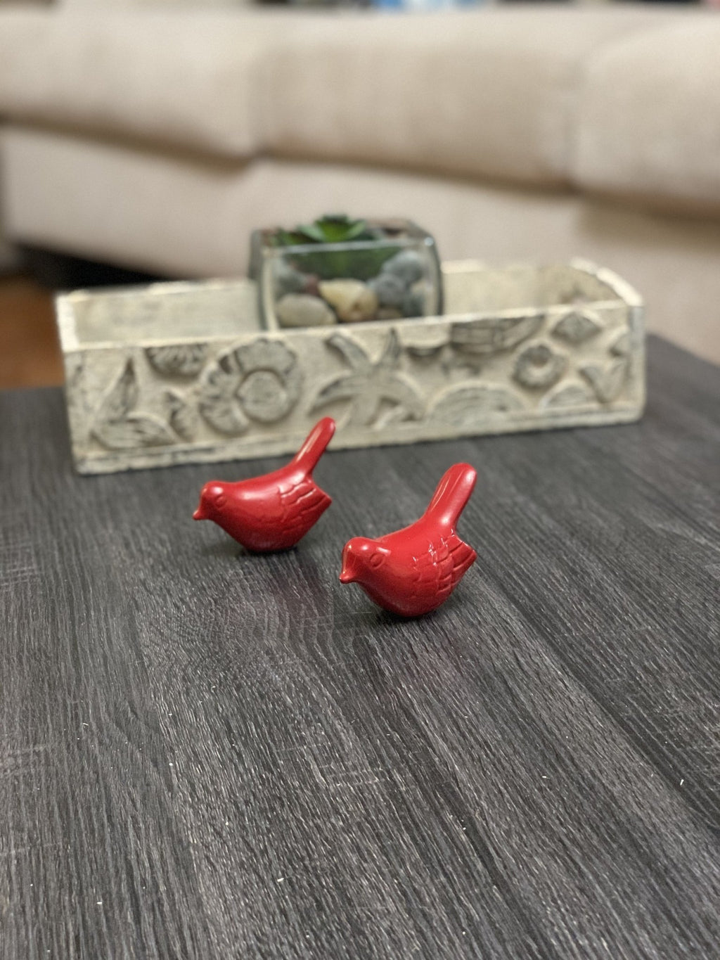 Vibhsa Birds of Health and Happiness Set of 2 (Red) Bird Figurines La Vie Bien Vibhsa Birds of Health and Happiness Set of 2 (Red)