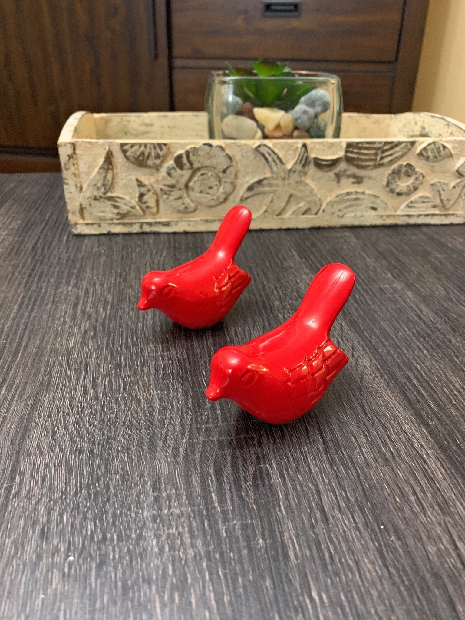Vibhsa Birds of Health and Happiness Set of 2 (Red) Bird Figurines La Vie Bien Vibhsa Birds of Health and Happiness Set of 2 (Red)