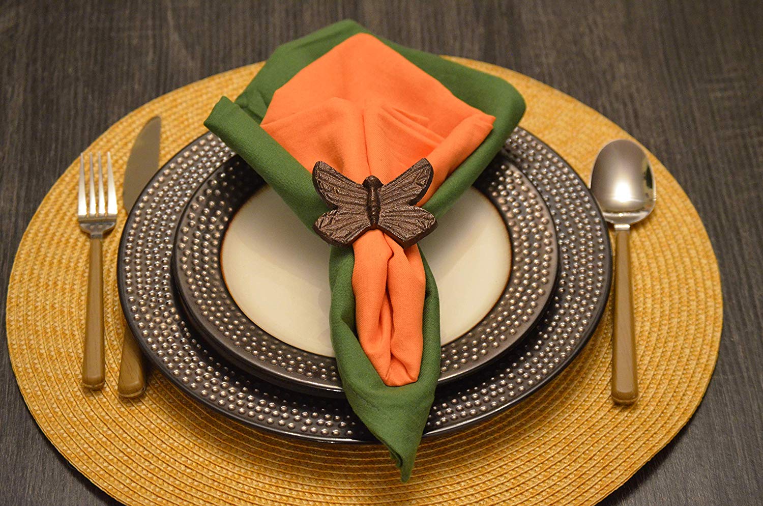 Vibhsa Butterfly Antique Napkin Rings Set of 4 Dining Decor La Vie Bien Vibhsa Butterfly Antique Napkin Rings Set of 4