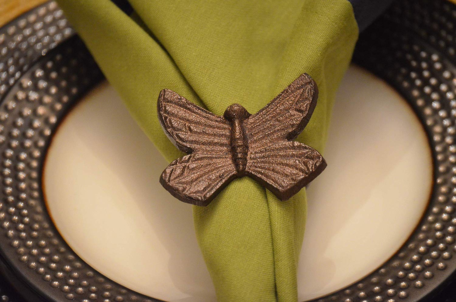 Vibhsa Butterfly Antique Napkin Rings Set of 4 Dining Decor La Vie Bien Vibhsa Butterfly Antique Napkin Rings Set of 4