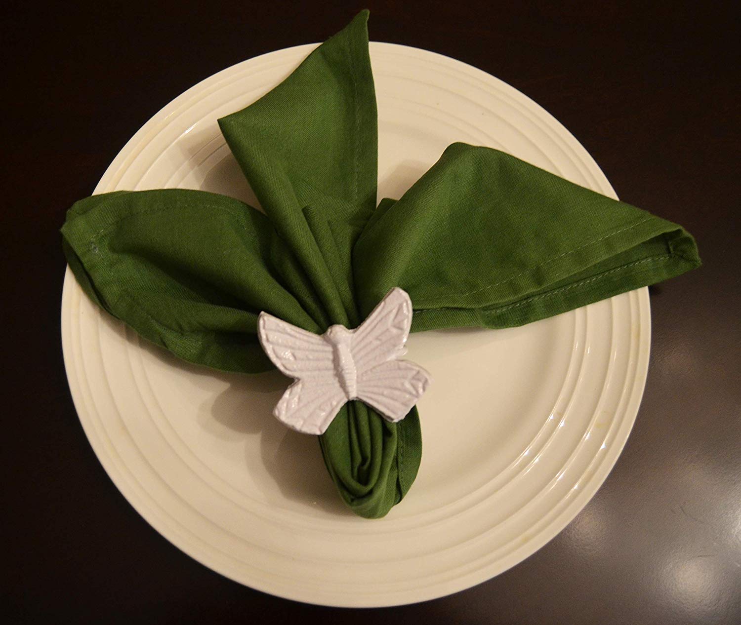 Vibhsa Butterfly White Napkin Rings Set of 4 Dining Decor La Vie Bien Vibhsa Butterfly White Napkin Rings Set of 4
