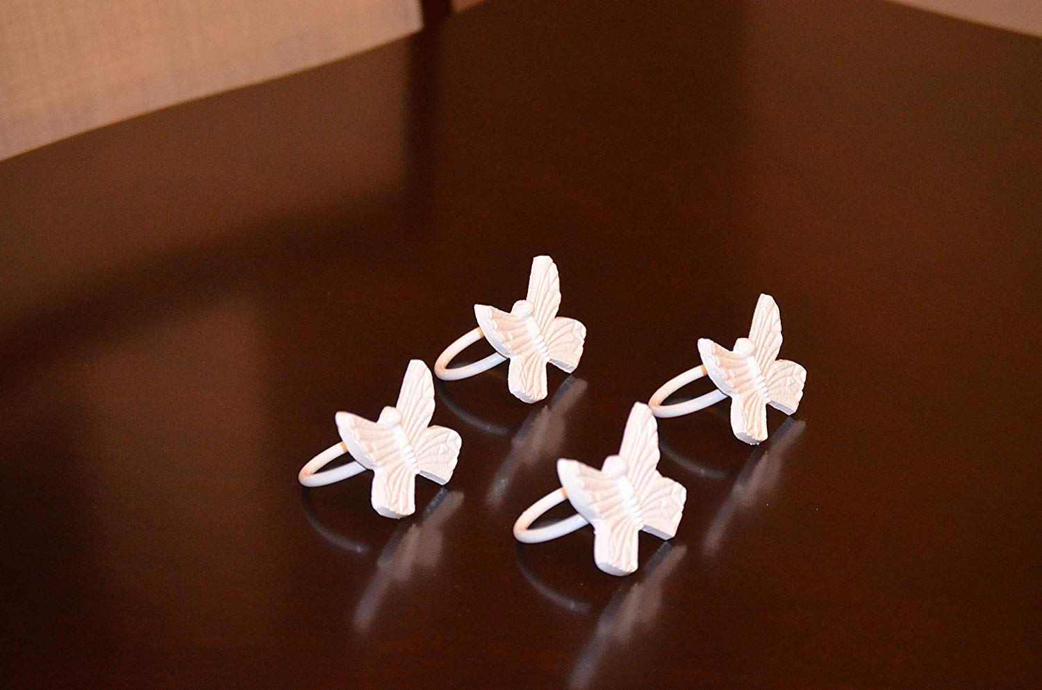 Vibhsa Butterfly White Napkin Rings Set of 4 Dining Decor La Vie Bien Vibhsa Butterfly White Napkin Rings Set of 4