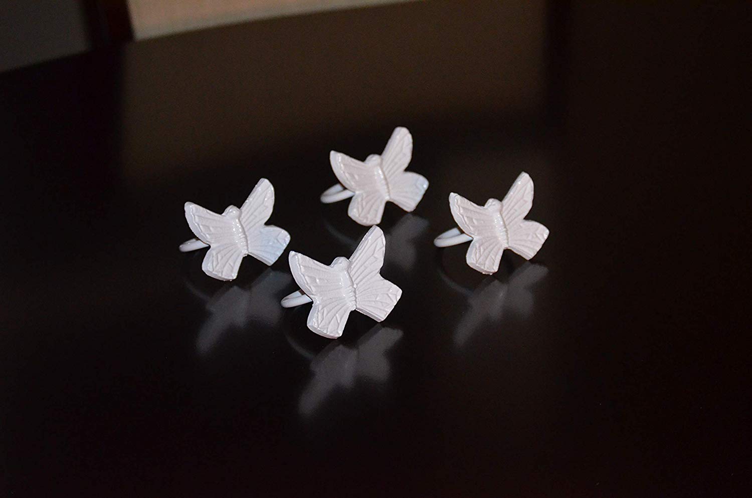 Vibhsa Butterfly White Napkin Rings Set of 4 Dining Decor La Vie Bien Vibhsa Butterfly White Napkin Rings Set of 4
