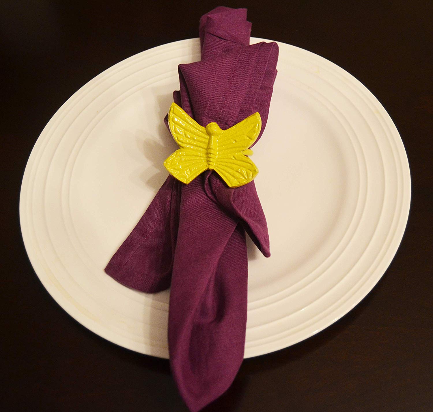 Vibhsa Butterfly Yellow Napkin Rings Set of 4 Dining Decor La Vie Bien Vibhsa Butterfly Yellow Napkin Rings Set of 4
