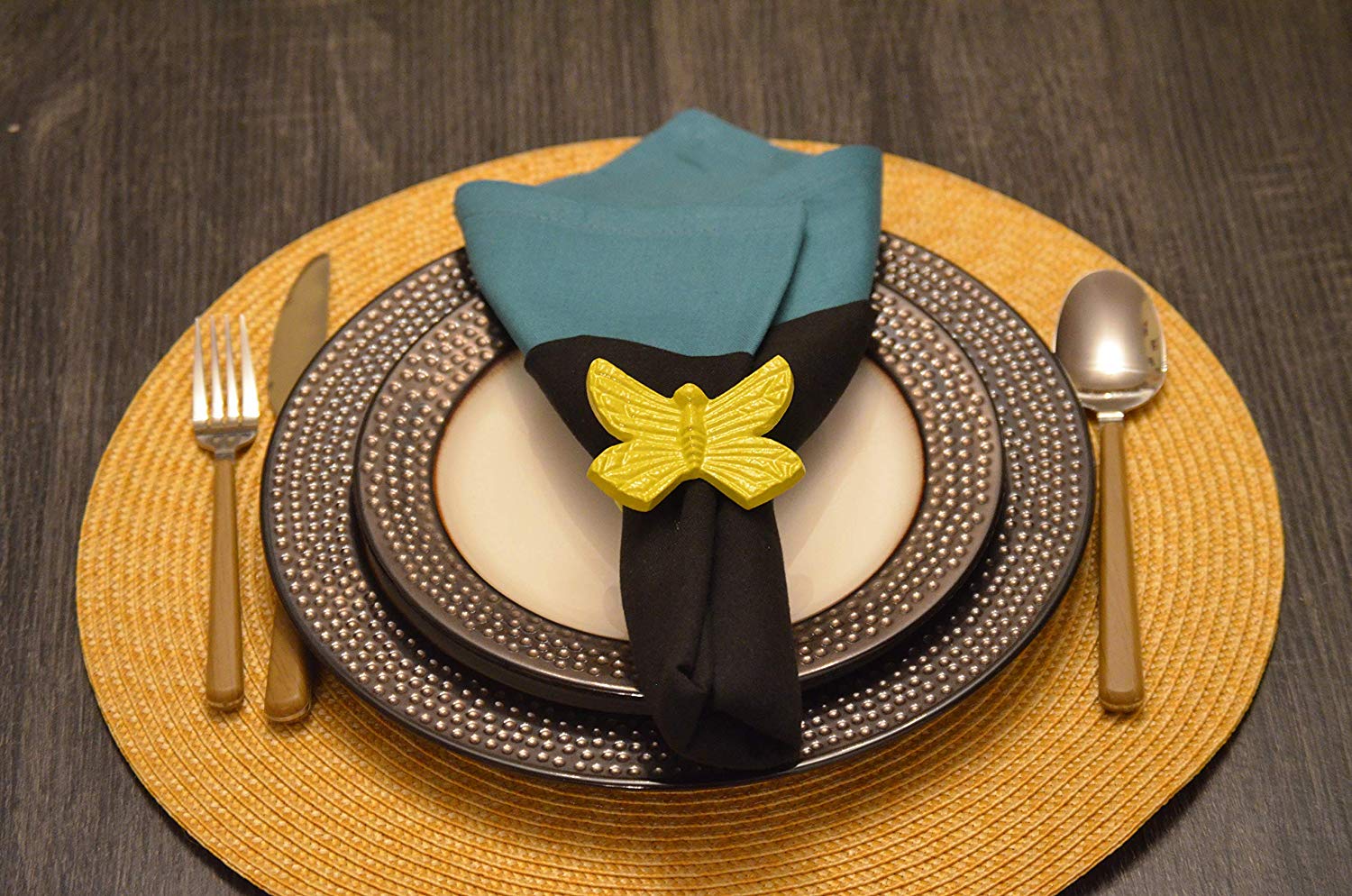 Vibhsa Butterfly Yellow Napkin Rings Set of 4 Dining Decor La Vie Bien Vibhsa Butterfly Yellow Napkin Rings Set of 4
