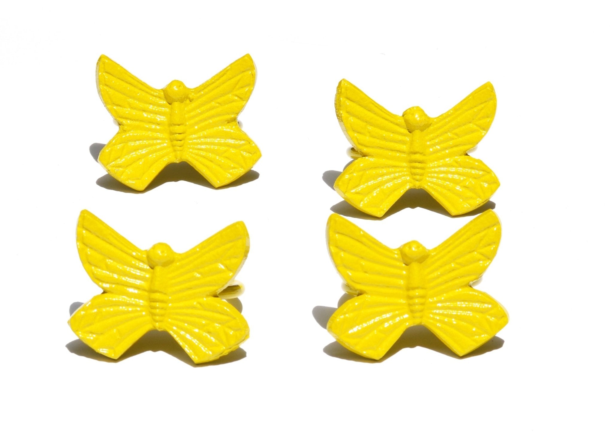 Vibhsa Butterfly Yellow Napkin Rings Set of 4 Dining Decor La Vie Bien Vibhsa Butterfly Yellow Napkin Rings Set of 4