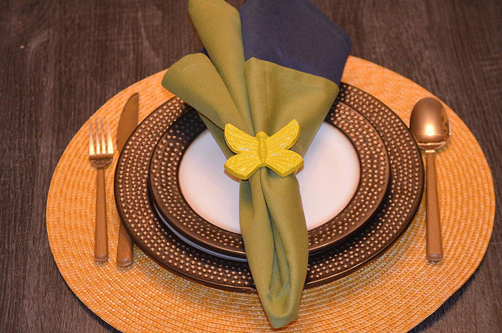 Vibhsa Butterfly Yellow Napkin Rings Set of 4 Dining Decor La Vie Bien Vibhsa Butterfly Yellow Napkin Rings Set of 4
