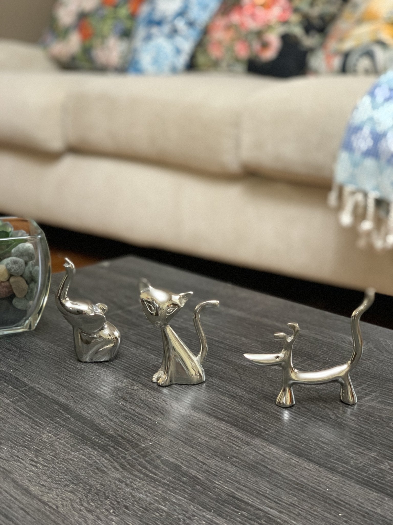Vibhsa Dog Cat & Elephant Ring Holders Set - Silver Collectibles La Vie Bien Vibhsa Dog Cat & Elephant Ring Holders Set - Silver