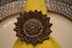 Vibhsa Sunflower Antique Napkin Rings Set of 4 by Vibhsa