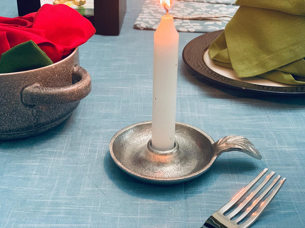 Vibhsa Taper Candlestick Holder Dish-Silver home Decor La Vie Bien Vibhsa Taper Candlestick Holder Dish-Silver