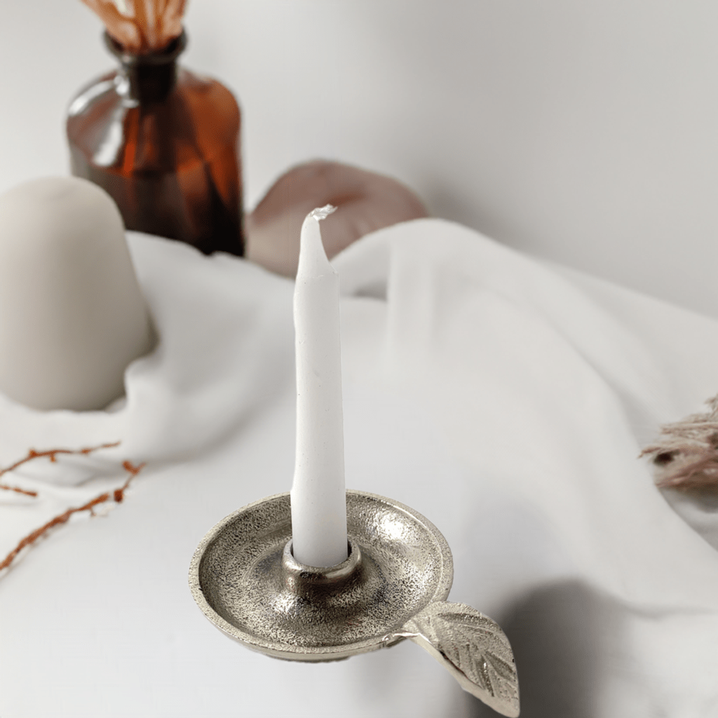 Vibhsa Taper Candlestick Holder Dish-Silver home Decor La Vie Bien Vibhsa Taper Candlestick Holder Dish-Silver