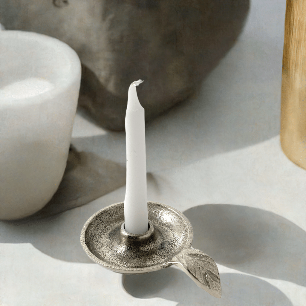 Vibhsa Taper Candlestick Holder Dish-Silver home Decor La Vie Bien Vibhsa Taper Candlestick Holder Dish-Silver