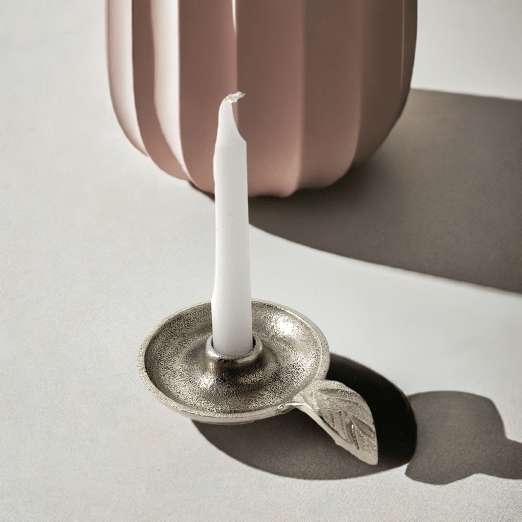 Vibhsa Taper Candlestick Holder Dish-Silver home Decor La Vie Bien Vibhsa Taper Candlestick Holder Dish-Silver