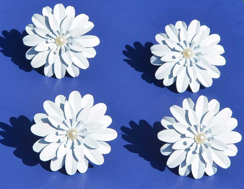 Vibhsa White Floral Set of 12 Napkin Rings Dining Decor La Vie Bien Vibhsa White Floral Set of 12 Napkin Rings
