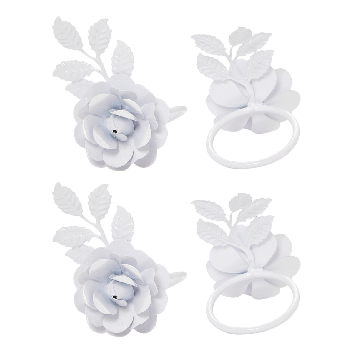 Vibhsa White Rose Set of 4 Napkin Rings