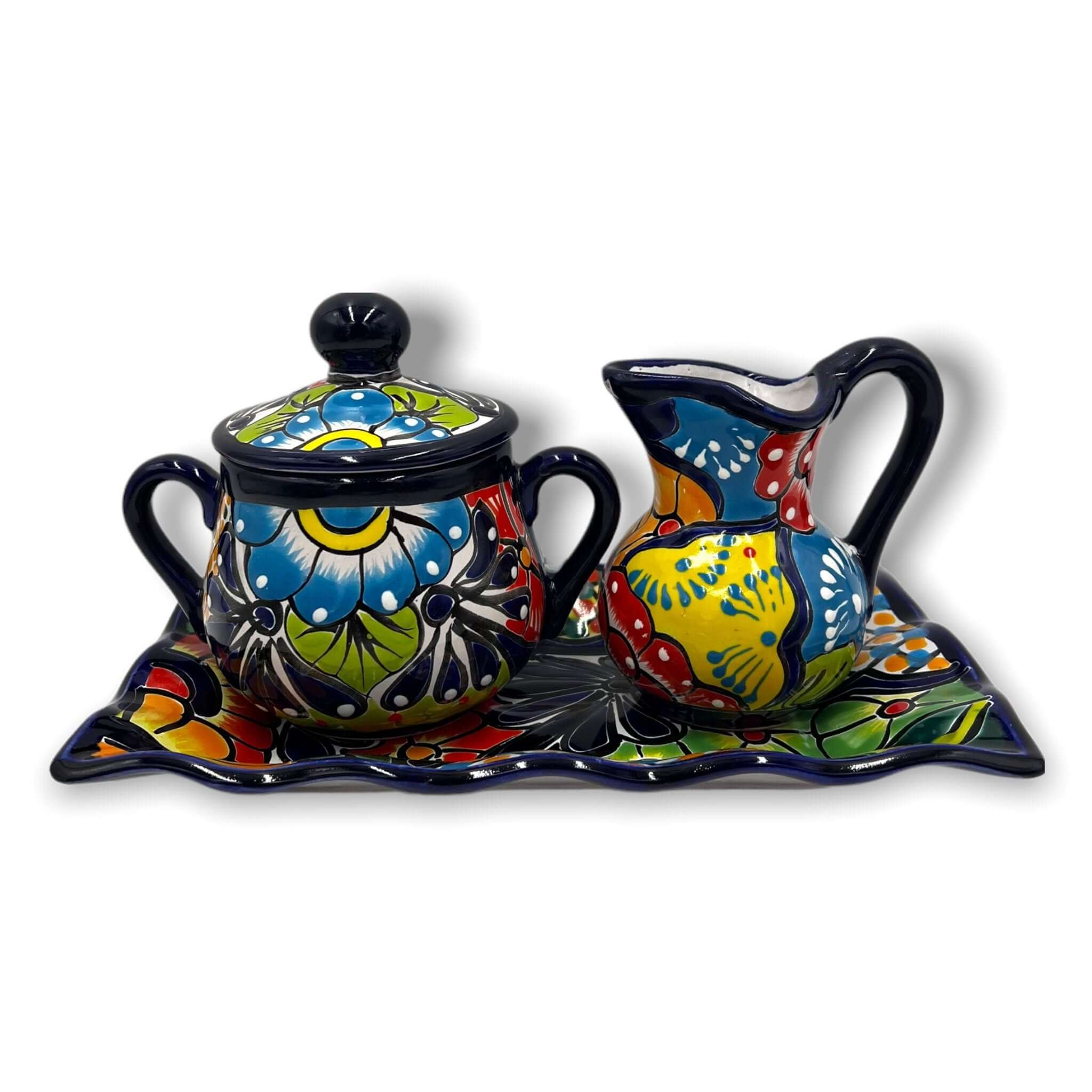 Vibrant 3 - Piece Talavera Coffee Set | Handmade Mexican Pottery Talavera Coffee Set La Vie Bien Vibrant 3 - Piece Talavera Coffee Set | Handmade Mexican Pottery