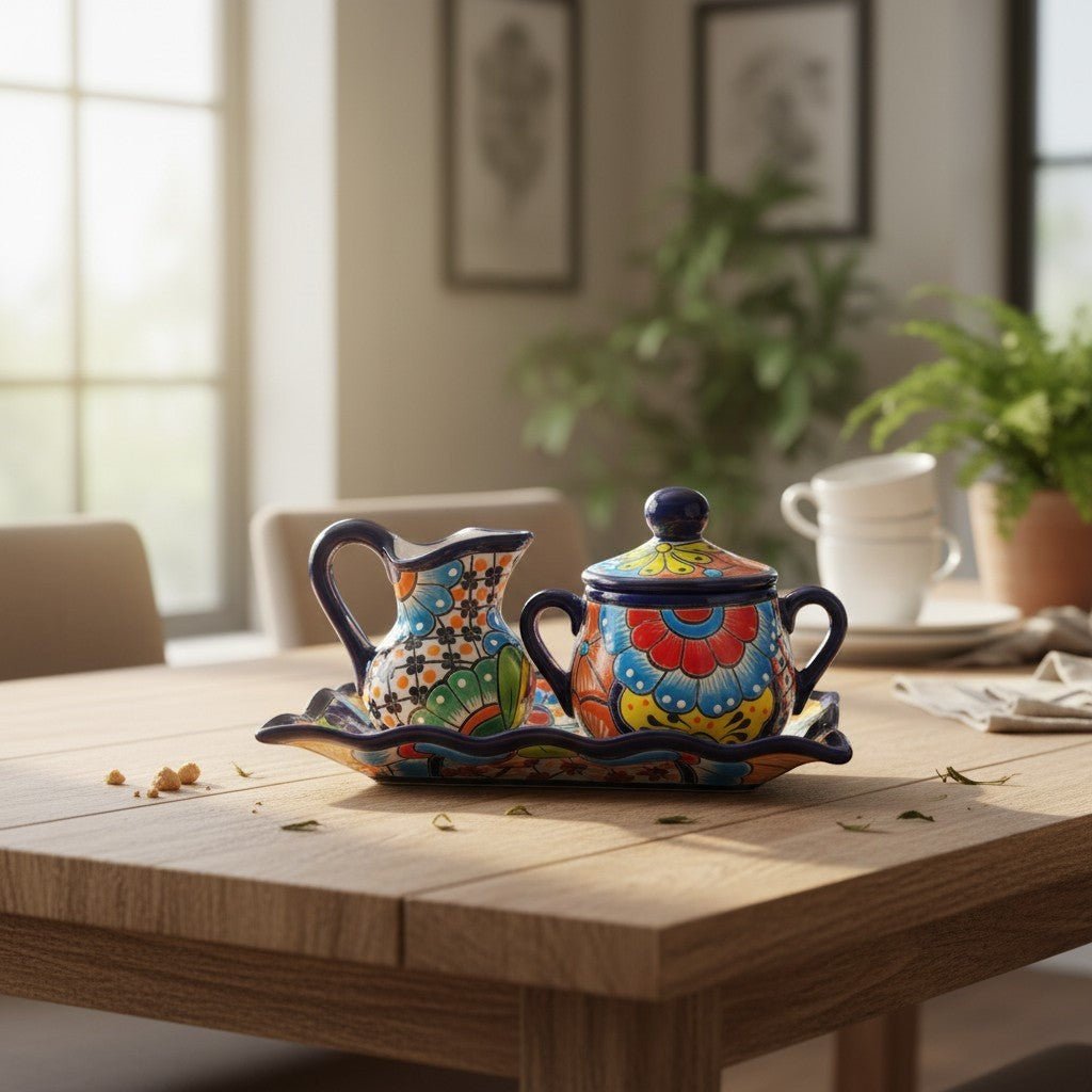 Vibrant 3-Piece Talavera Coffee Set | Handmade Mexican Pottery Talavera Coffee Set La Vie Bien Vibrant 3-Piece Talavera Coffee Set | Handmade Mexican Pottery