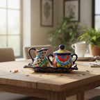 Vibrant 3-Piece Talavera Coffee Set | Handmade Mexican Pottery Talavera Coffee Set La Vie Bien Vibrant 3-Piece Talavera Coffee Set | Handmade Mexican Pottery