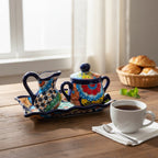 Vibrant 3-Piece Talavera Coffee Set | Handmade Mexican Pottery Talavera Coffee Set La Vie Bien Vibrant 3-Piece Talavera Coffee Set | Handmade Mexican Pottery
