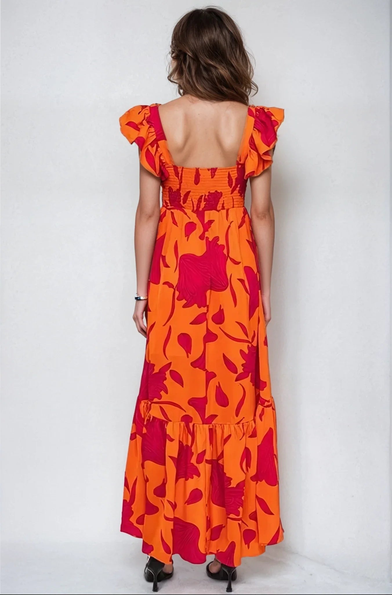 Vibrant Fire Floral High Low Maxi Dress Clothing La Vie Bien Vibrant Fire Floral High Low Maxi Dress