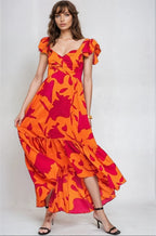 Vibrant Fire Floral High Low Maxi Dress Clothing La Vie Bien Vibrant Fire Floral High Low Maxi Dress