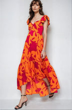 Vibrant Fire Floral High Low Maxi Dress Clothing La Vie Bien Vibrant Fire Floral High Low Maxi Dress