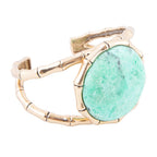 Vibrant Green Chrysoprase Golden Bamboo Statement Cuff Bracelet Bracelets La Vie Bien Vibrant Green Chrysoprase Golden Bamboo Statement Cuff Bracelet