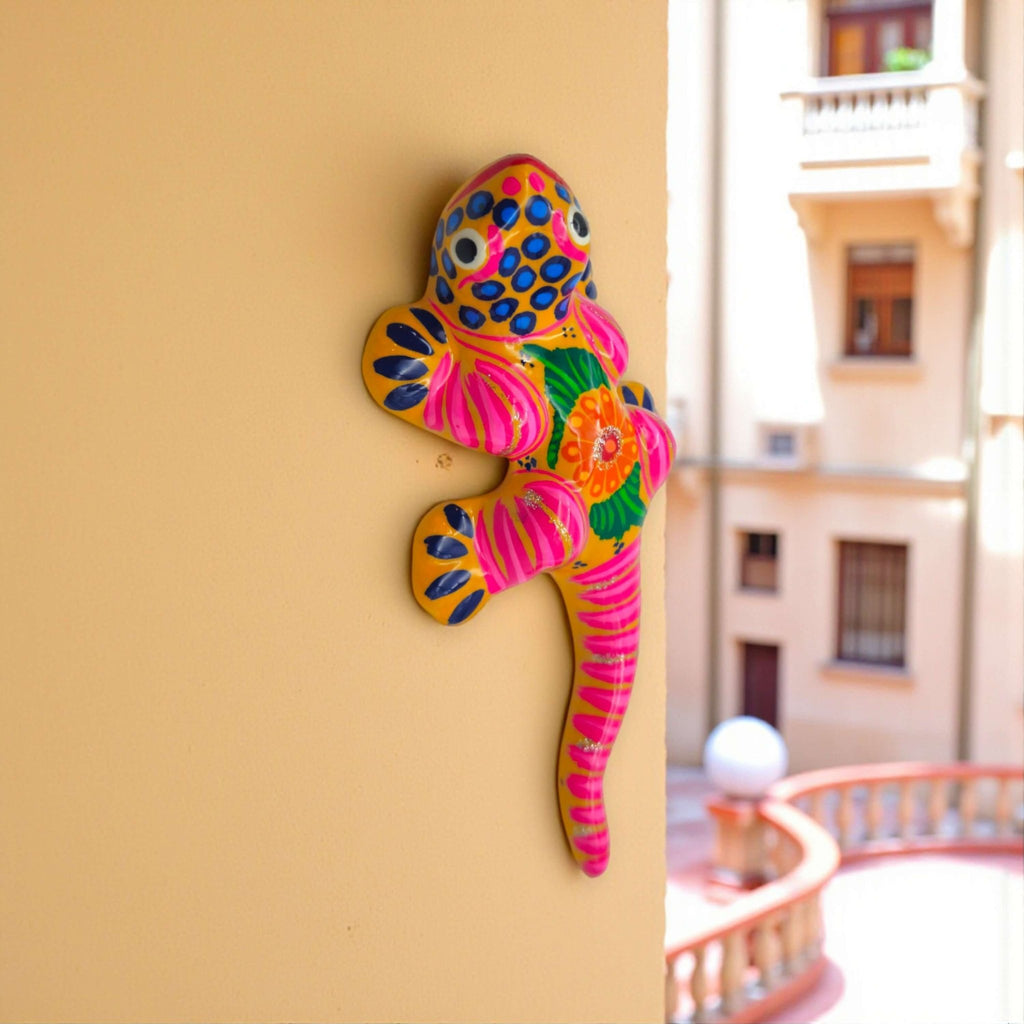 Vibrant Guerrero Gecko Figurine | Hand-Painted Mexican Folk Art Guerrero Figurine La Vie Bien Vibrant Guerrero Gecko Figurine | Hand-Painted Mexican Folk Art