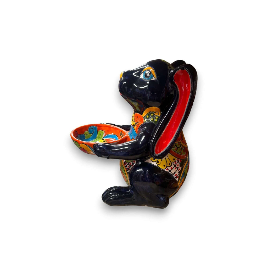 Vibrant Handcrafted Talavera Bunny Statue | Mexican Folk Art Feeder Talavera Statue La Vie Bien Vibrant Handcrafted Talavera Bunny Statue | Mexican Folk Art Feeder